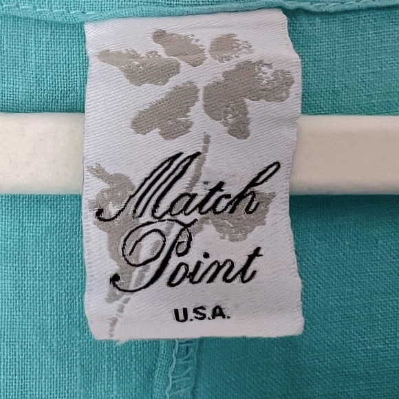 Match Point USA Aqua Women's Linen Oversized Lagenlook Top Large Pockets Summer - Picture 3 of 11